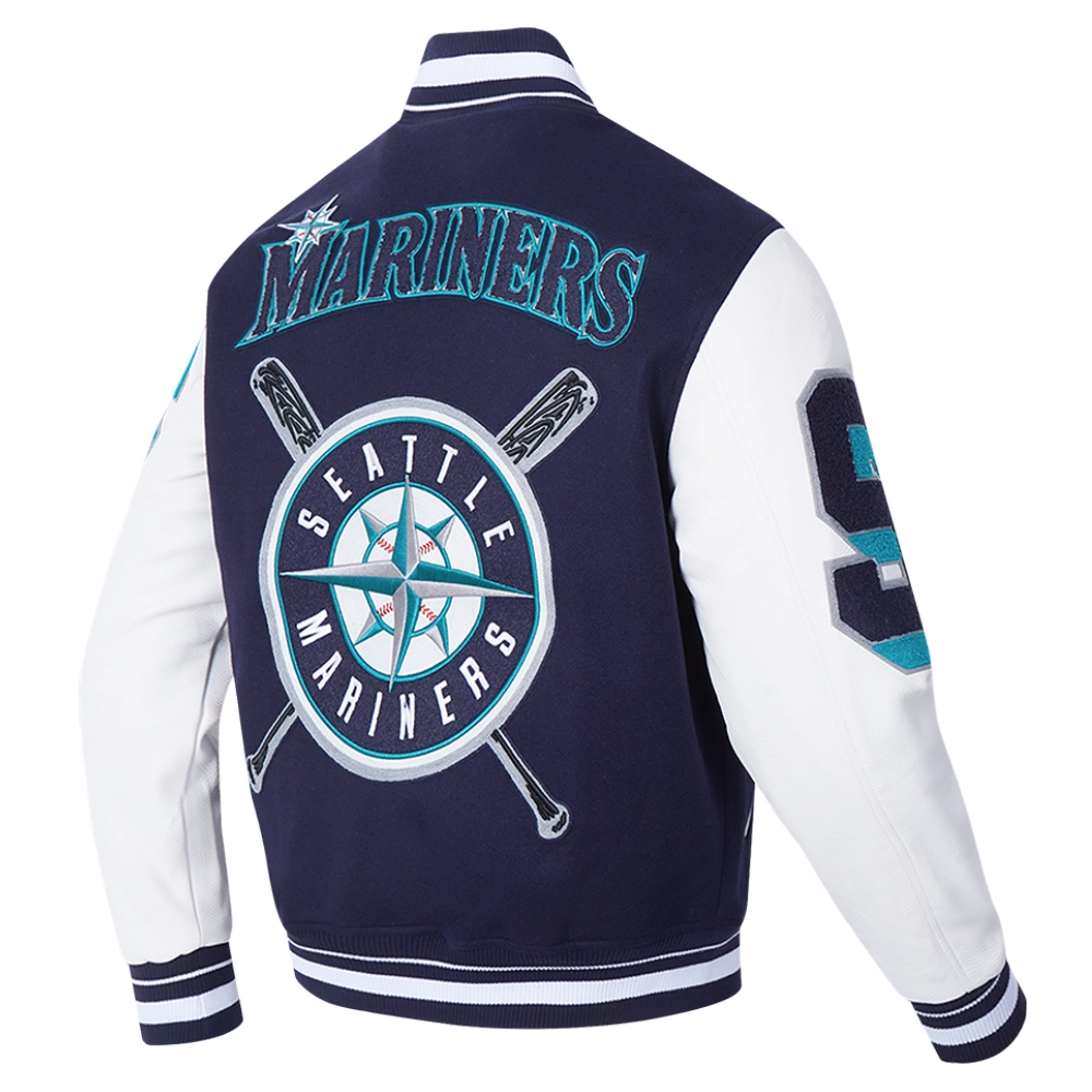 Seattle mariners mashup wool leather varsity jacket navywhite 6 1