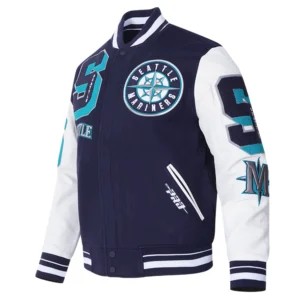 Seattle mariners mashup wool leather varsity jacket navywhite 8 1