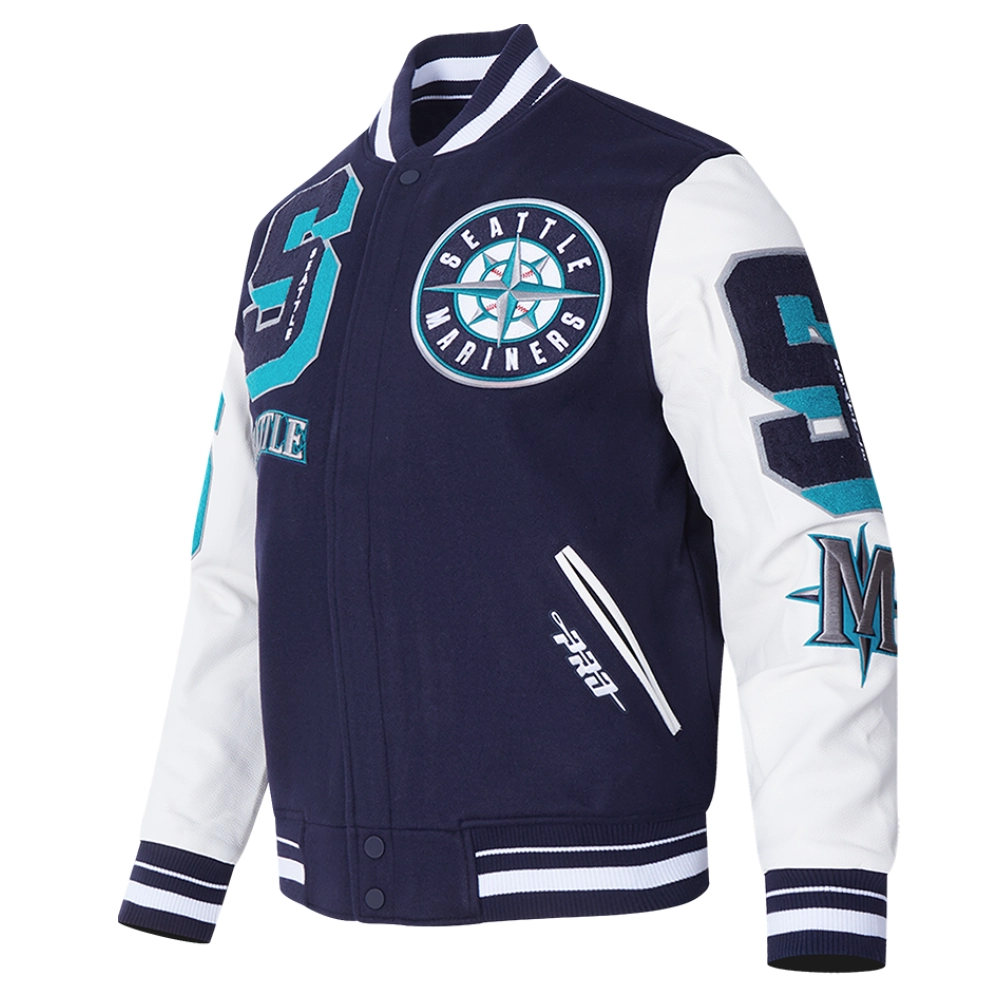 Seattle mariners mashup wool leather varsity jacket navywhite 8 1