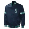 Seattle mariners midfield full snap satin varsity jacket navy 1