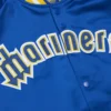 Seattle mariners raglan full snap satin varsity jacket