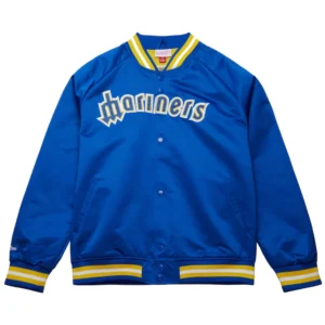 Seattle mariners raglan full snap satin varsity jacket 2