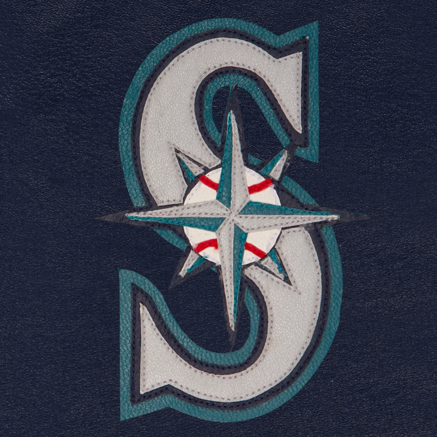 Seattle mariners real leather varsity jacket navy 3