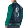Seattle mariners renegade satin varsity jacket navy aqua