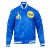 Seattle mariners retro classic womens full span satin varsity jacket blue 3