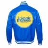 Seattle mariners retro classic womens full span satin varsity jacket blue 5