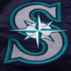 Seattle mariners retro classic womens full span satin varsity jacket navy 5