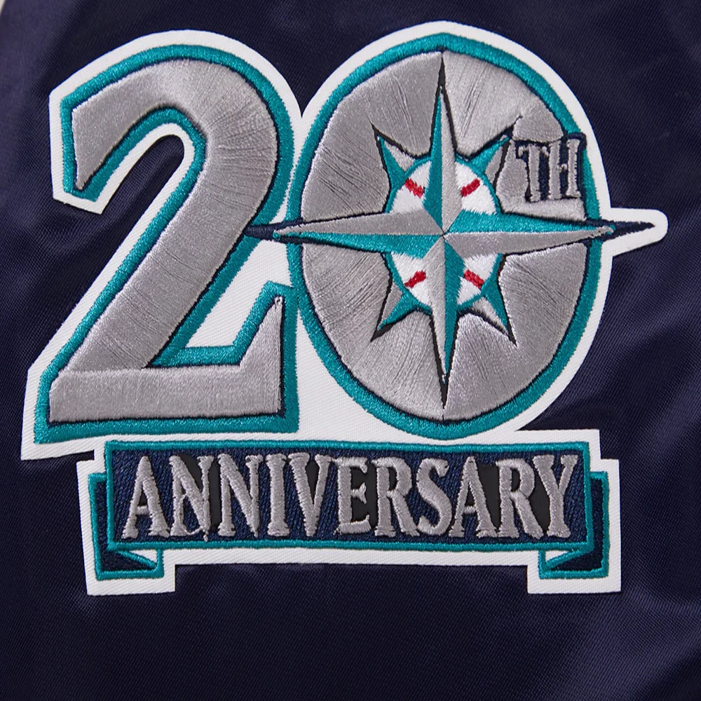Seattle mariners retro classic womens full span satin varsity jacket navy 6