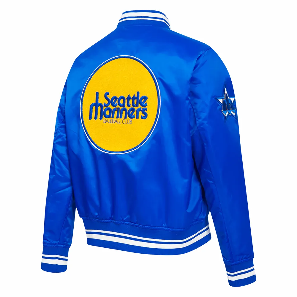 Seattle mariners retro classic womens satin varsity jacket blue 4