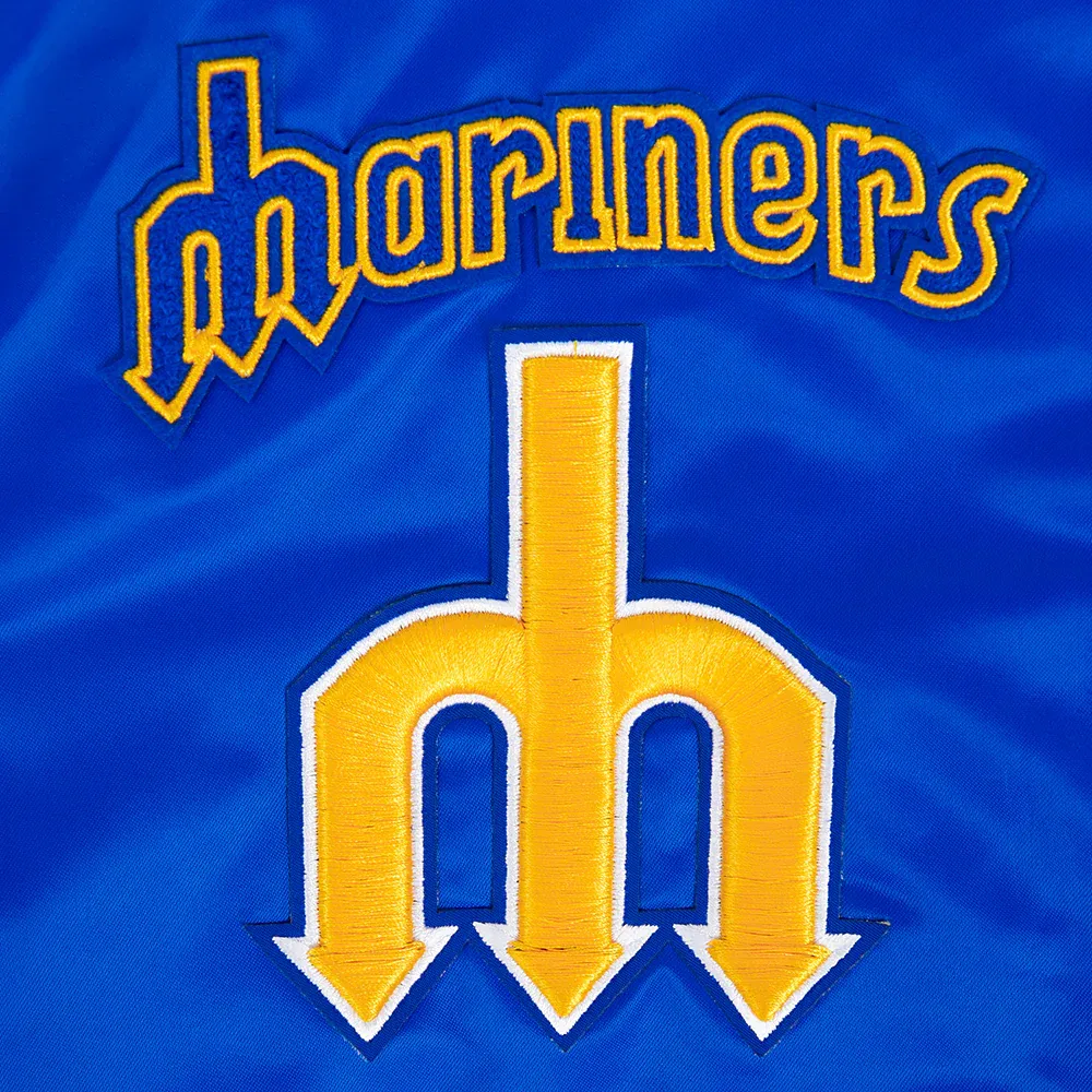 Seattle mariners retro classic womens satin varsity jacket blue 5