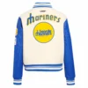 Seattle mariners retro classic womens wool leather varsity jacket white blue 11