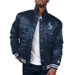 Seattle Mariners Satin Trucker Navy Jacket