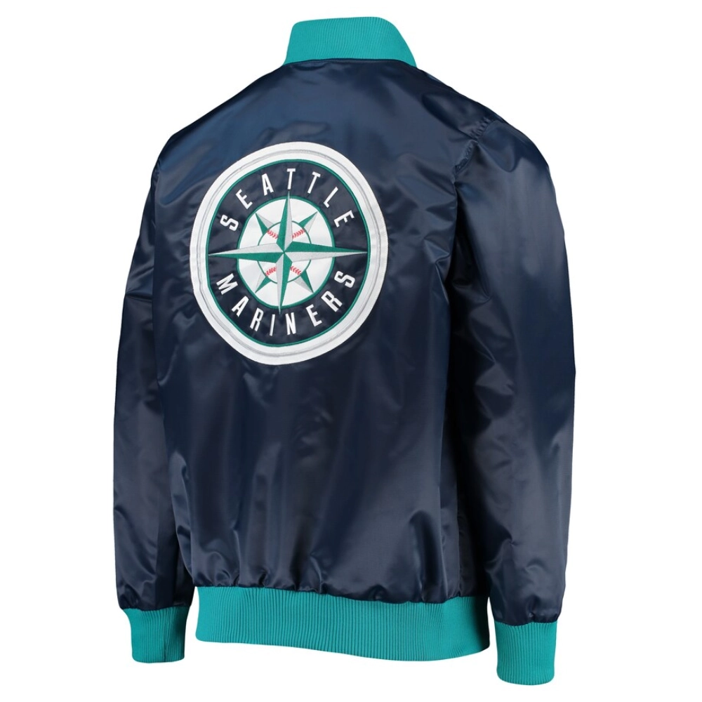Seattle mariners the ambassador satin varsity jacket navy 1