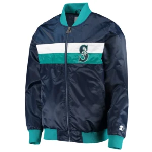 Seattle mariners the ambassador satin varsity jacket navy 2