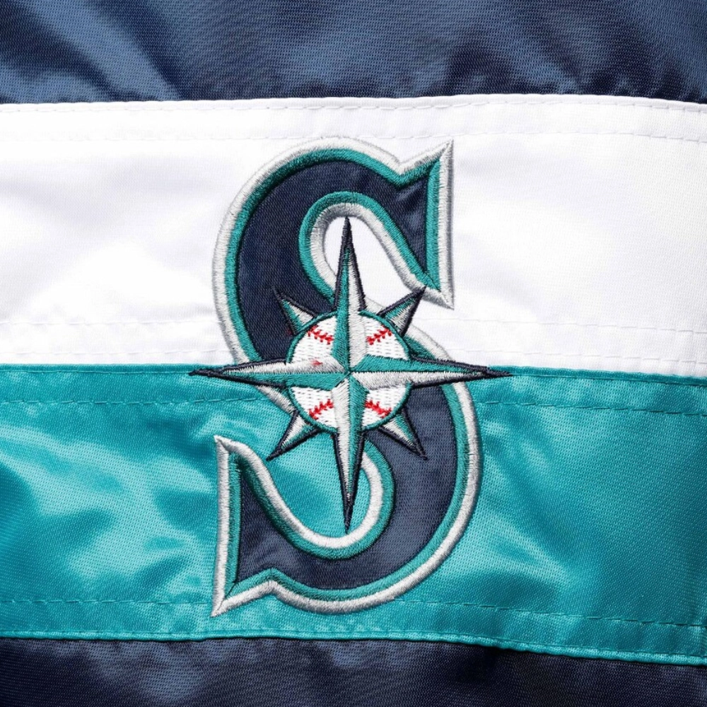 Seattle mariners the ambassador satin varsity jacket navy