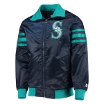 Seattle Mariners The Captain II Navy Satin Bomber Jacket