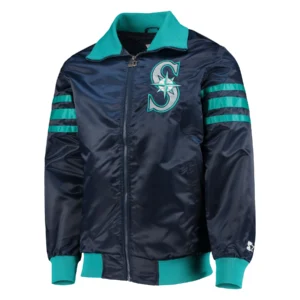 Seattle mariners the captain ii satin varsity jacket navy 1