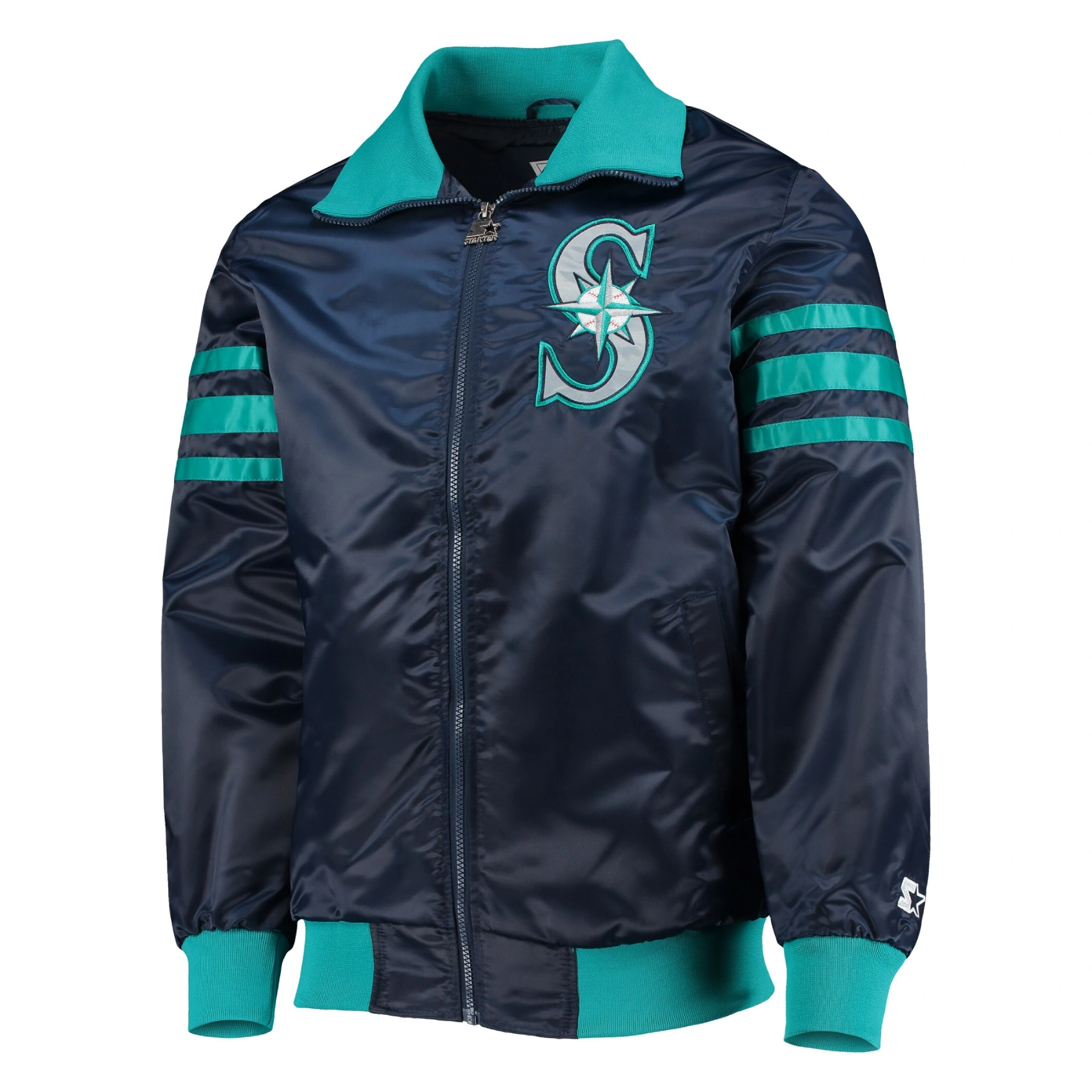 Seattle mariners the captain ii satin varsity jacket navy 1