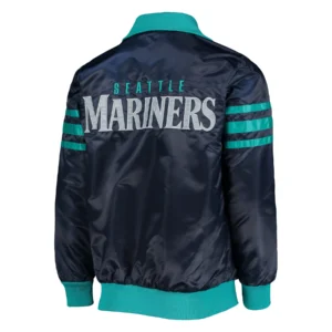 Seattle mariners the captain ii satin varsity jacket navy 2