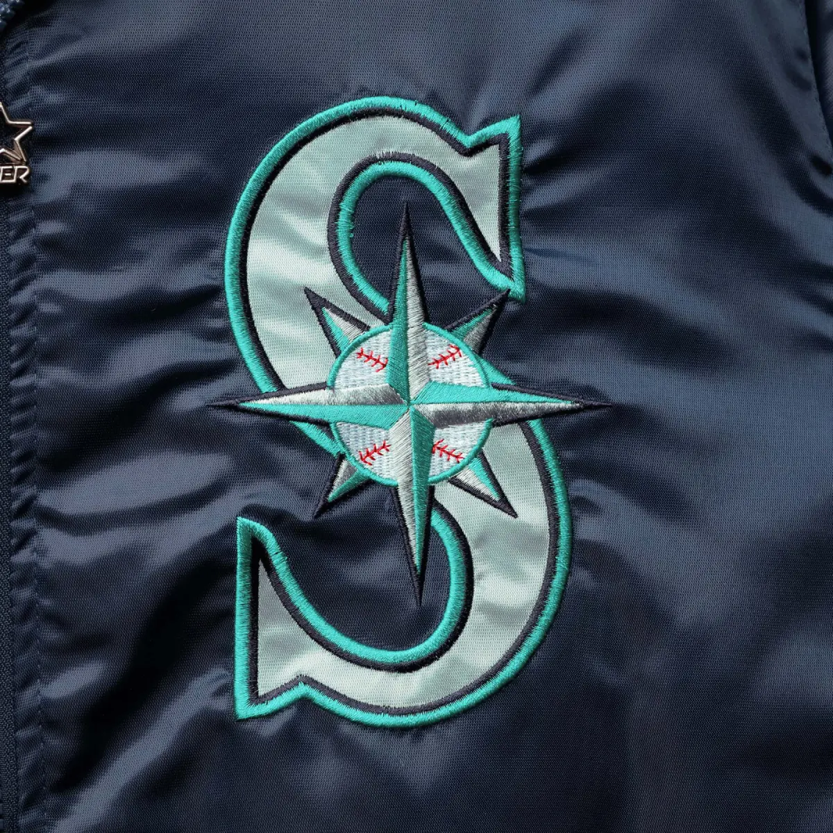 Seattle mariners the captain ii satin varsity jacket navy 3