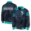 Seattle mariners the captain ii satin varsity jacket navy 4