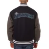 Seattle mariners two tone handcrafted logo wool jacket navy gray 2