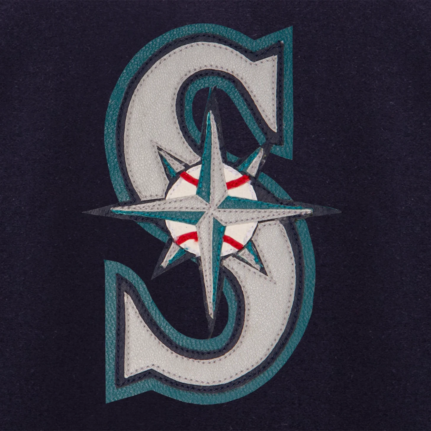 Seattle mariners two tone handcrafted logo wool jacket navy gray 3