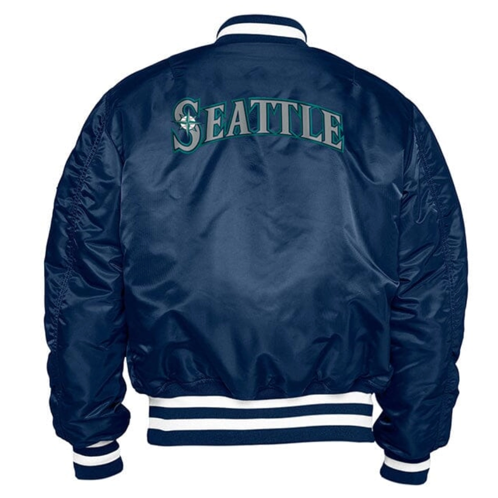 Seattle mariners x alpha x new era ma 1 bomber varsity jacket blue 1 1