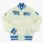 Seattle Seahawks Throwback Classic Cream Satin Jacket
