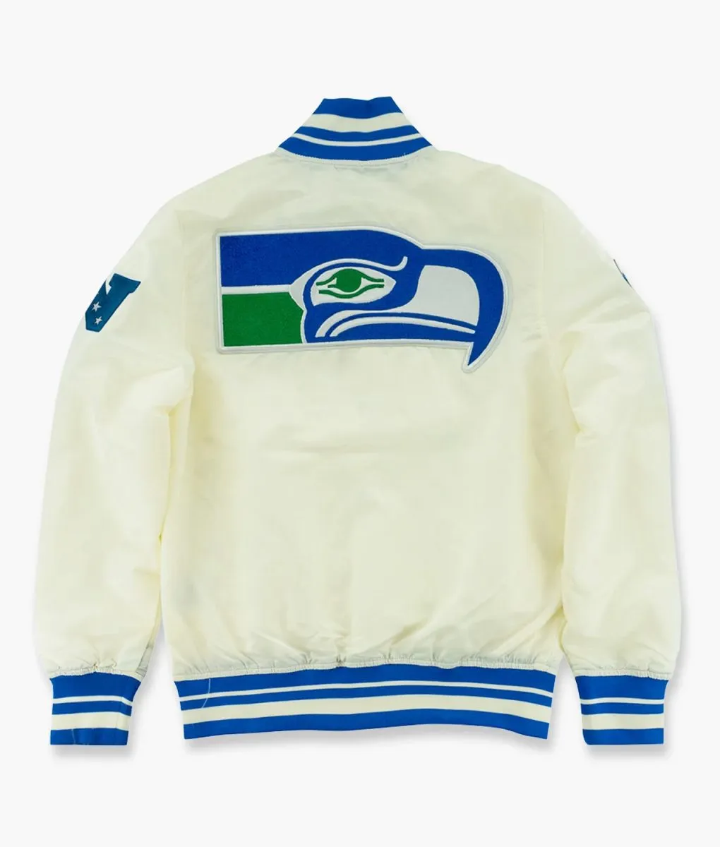 Seattle seahawks cream satin jacket