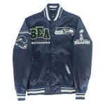 Seattle Seahawks Mashup Navy Satin Jacket
