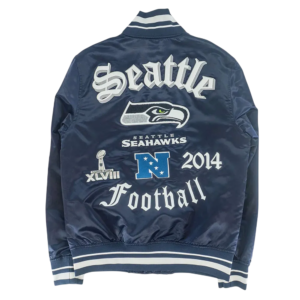 Seattle seahawks olde time football navy satin jacket