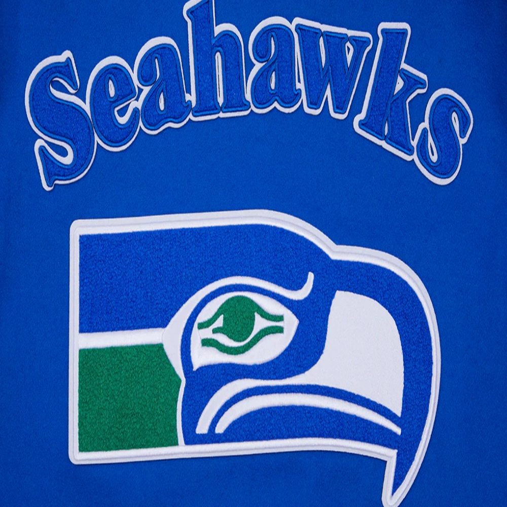 Seattle seahawks retro classic wool leather varsity jacket blue white 5