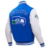 Seattle seahawks retro classic wool leather varsity jacket blue white 6