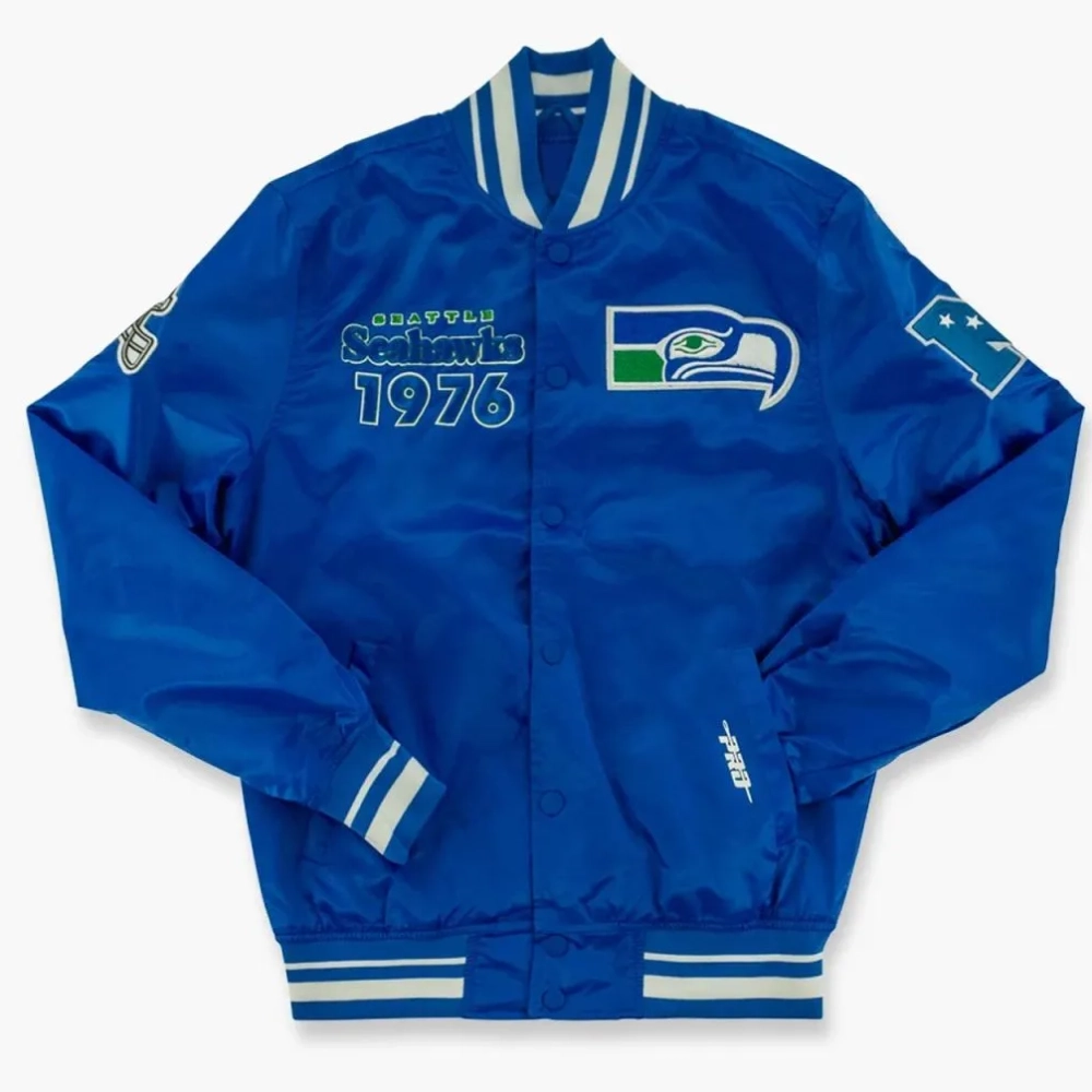 Seattle seahawks throwback classic blue jacket