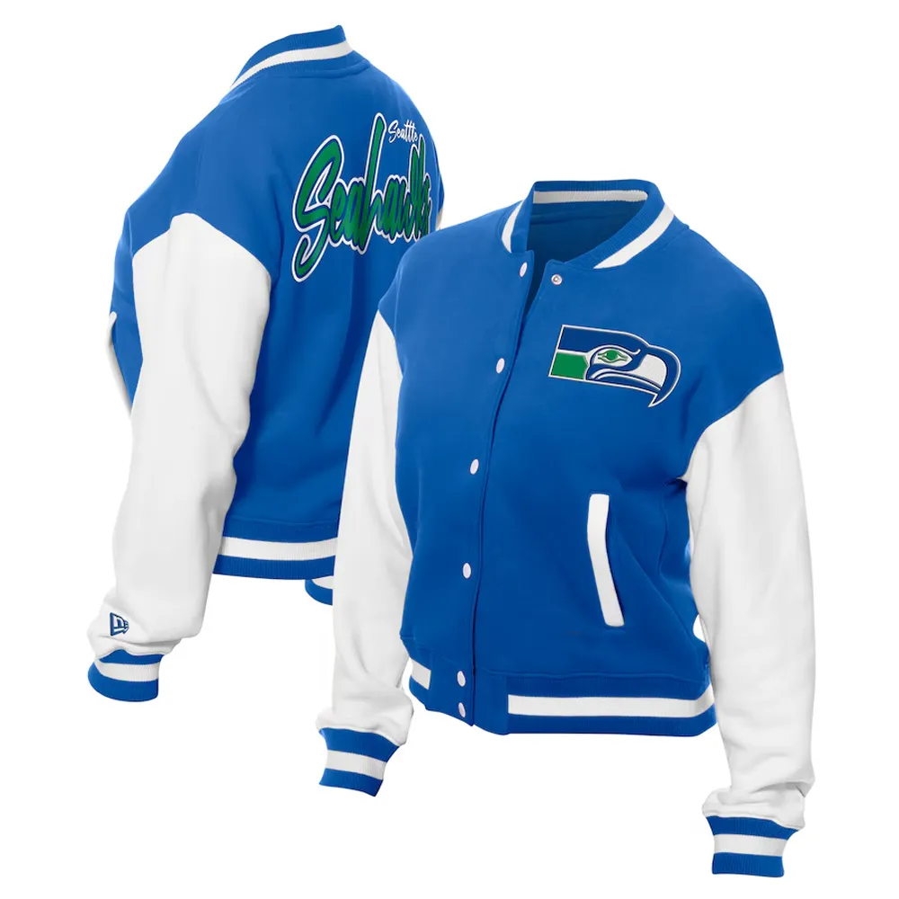 Seattle seahawks throwback royal and white jacket
