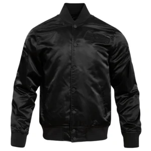 Seattle seahawks triple black satin varsity jacket
