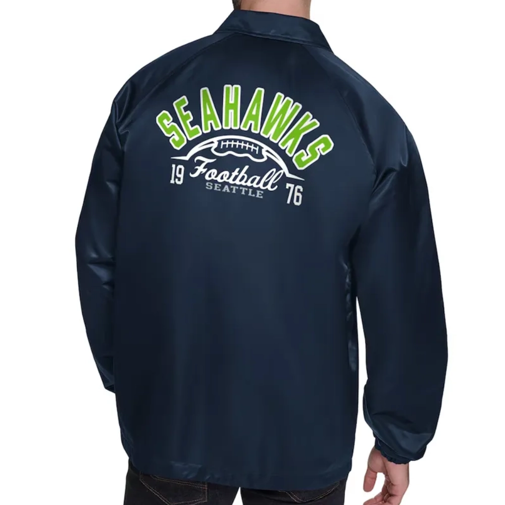 Seattle seahawks windbreaker retro logo satin jacket