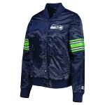Women's Seattle Seahawks Line Up Navy Satin Jacket