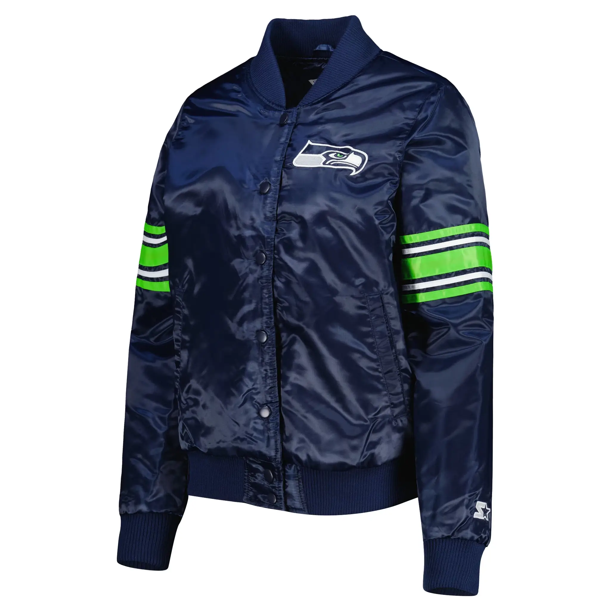 Seattle seahawks womens line up satin jacket 1