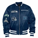 Seattle Seahawks Ma-1 Blue Polyester Jacket