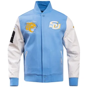 Southern jaguars classic wool leather varsity jacket