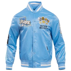 Southern jaguars homecoming blue satin jacket
