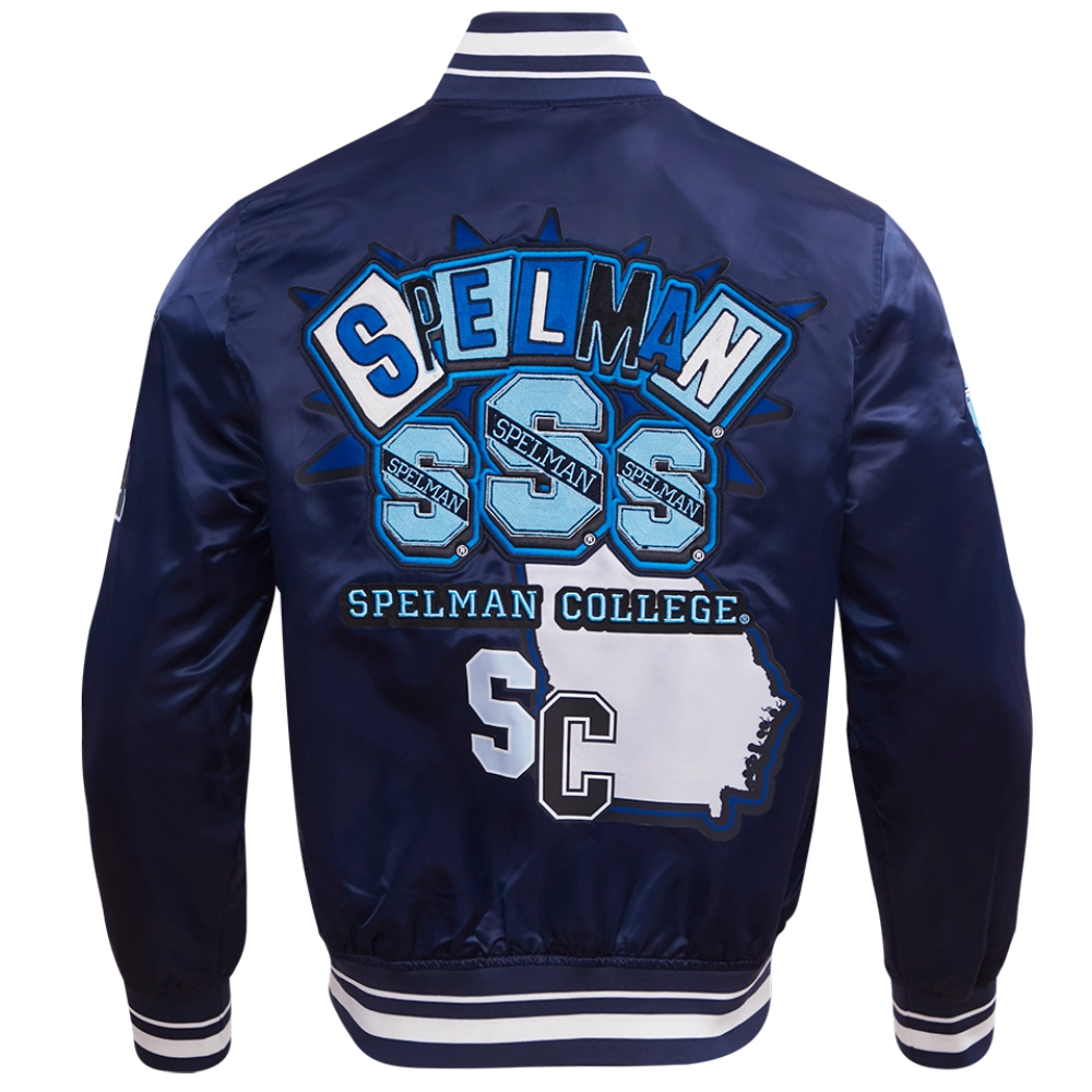 Spelman college jaguars homecoming satin navy jacket