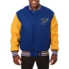 St louis blues handmade two tone wool varsity jacket blue yellow 1
