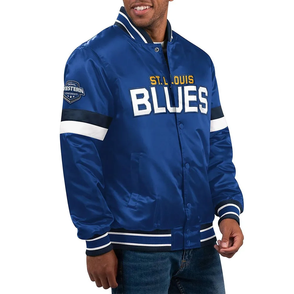 St louis blues home game satin varsity jacket blue 1