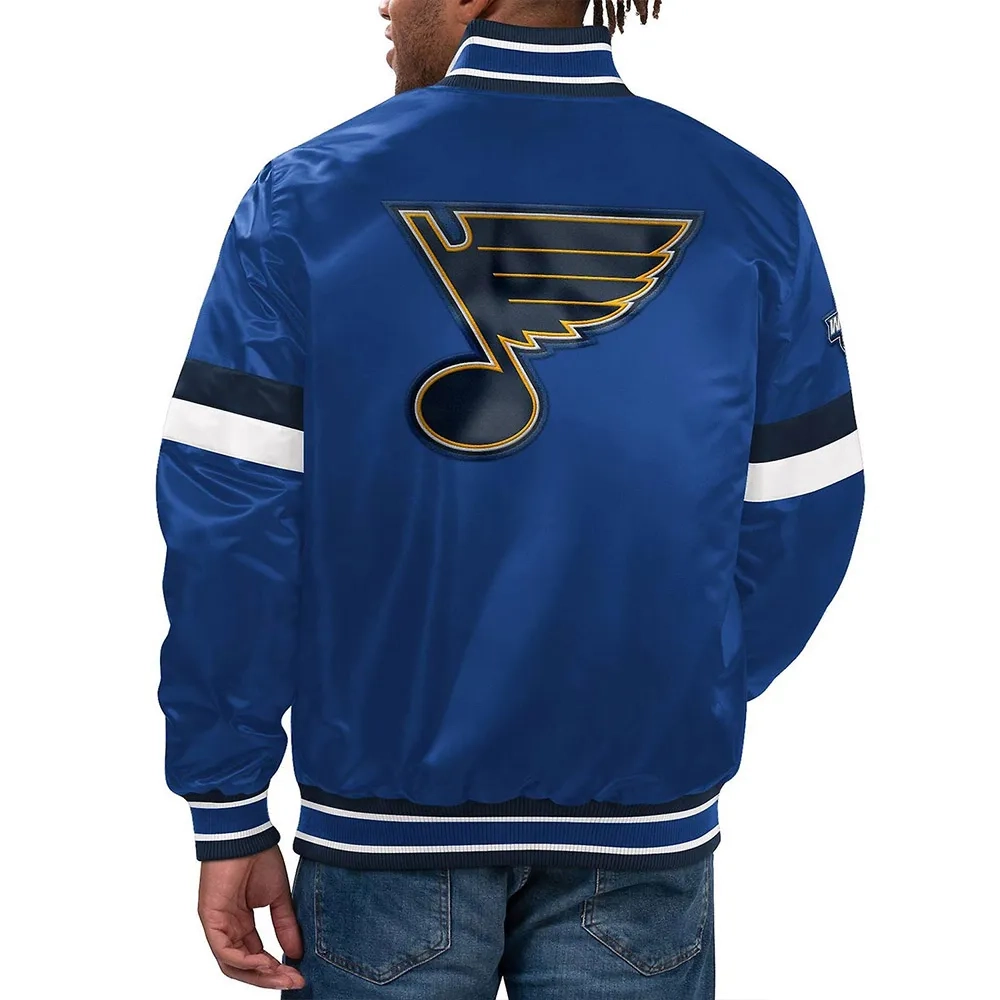 St louis blues home game satin varsity jacket blue