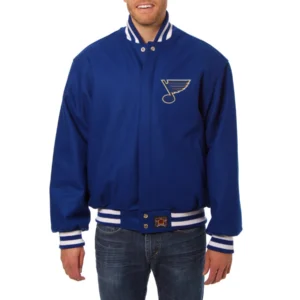 St louis blues one color wool varsity jacket blue 1