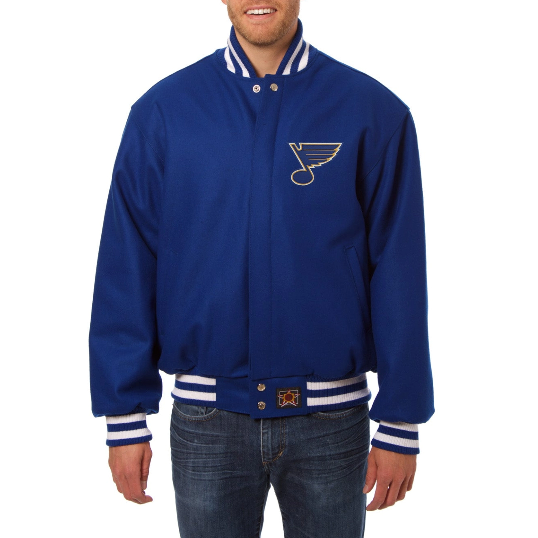 St louis blues one color wool varsity jacket blue 1
