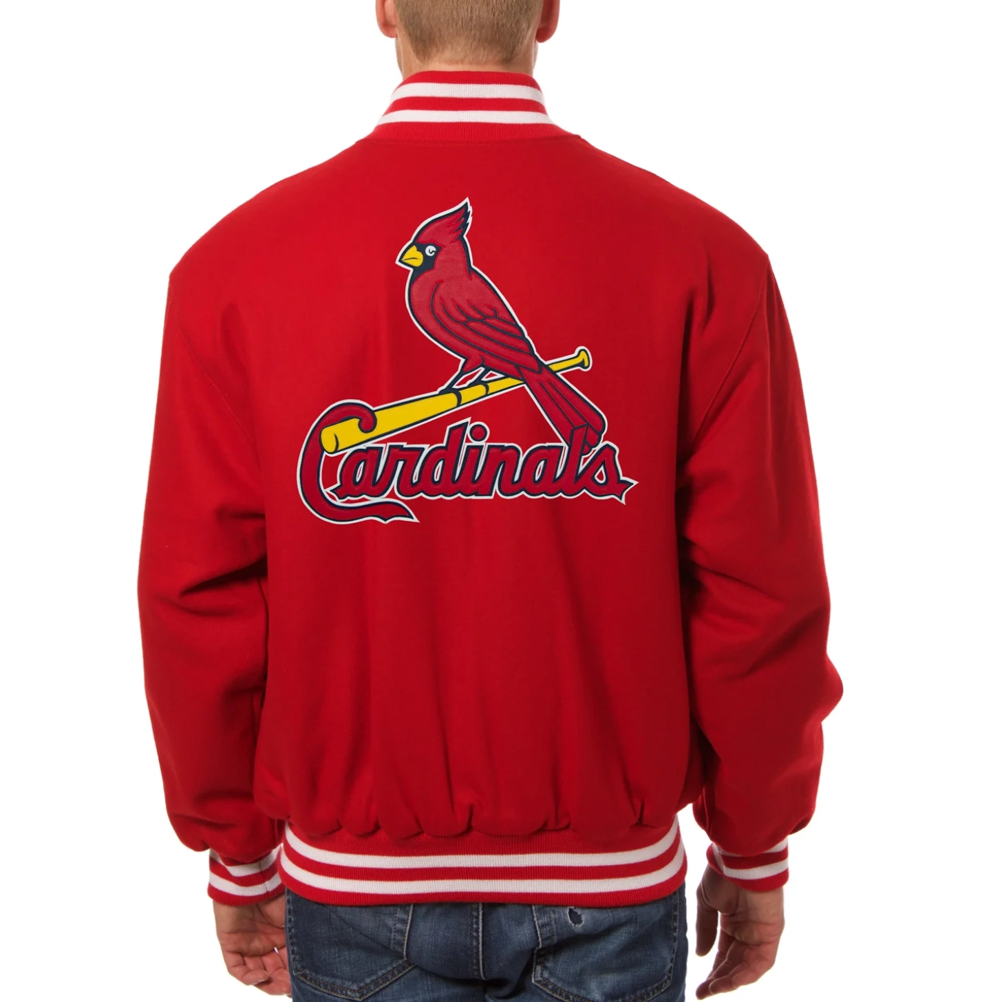 St louis cardinals handcrafted logo wool jacket red 2